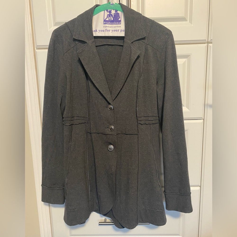 NIC+ZOE charcoal grey soft knit blazer size S